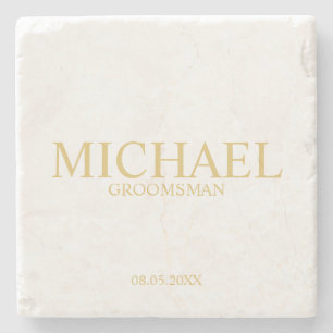 Classic Gold Personalised Groomsman Stone Coaster