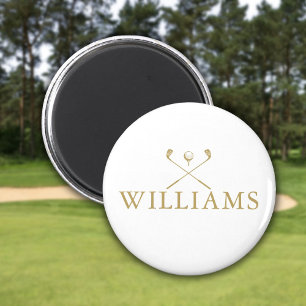 Classic Gold Personalised Name Golf Clubs Magnet