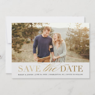 Classic Gold Photo Save the Date Invitation