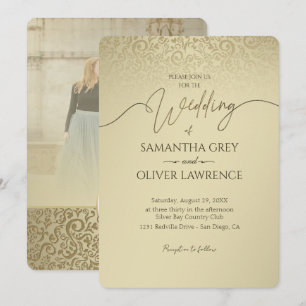 Classic Gold Photo Wedding Invitation