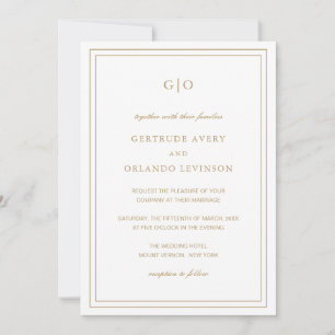Classic Gold QR Code Elegant Wedding Invitation