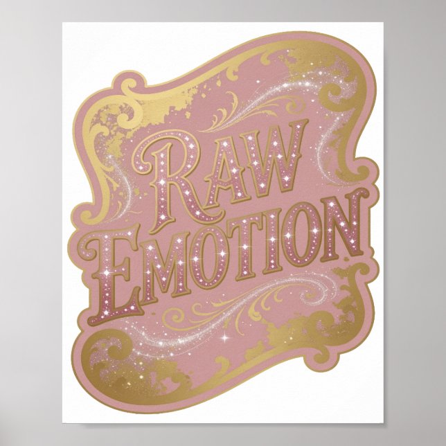 Classic Gold RAW EMOTION Graphic Design Poster (Front)