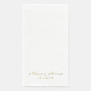 Classic gold script custom names date chic wedding napkin