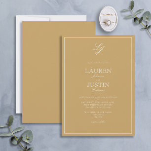 Classic Gold Script Monogram Wedding Invitation