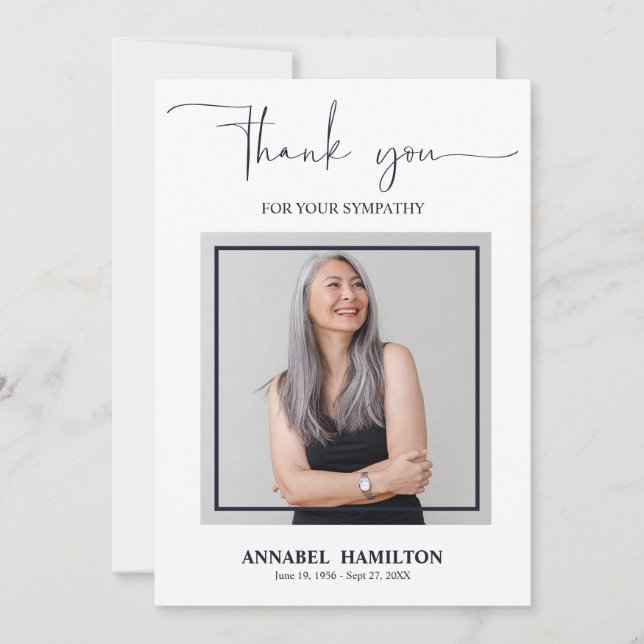 Classic Gold Script Sympathy Thank You Photo Invit Invitation (Front)