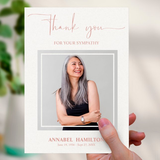 Classic Gold Script Sympathy Thank You Photo Invitation (Creator Uploaded)