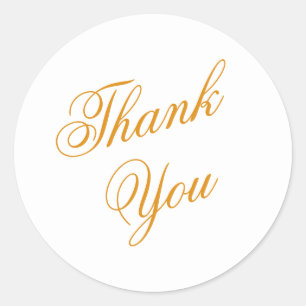 Classic Gold Script Thank You Round Sticker