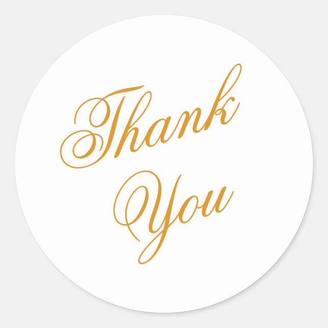 Classic Gold Script Thank You Round Sticker (Front)