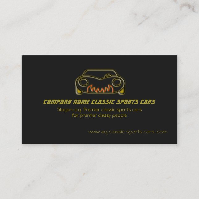 Classic gold sportscar on black - for auto trade business card (Front)