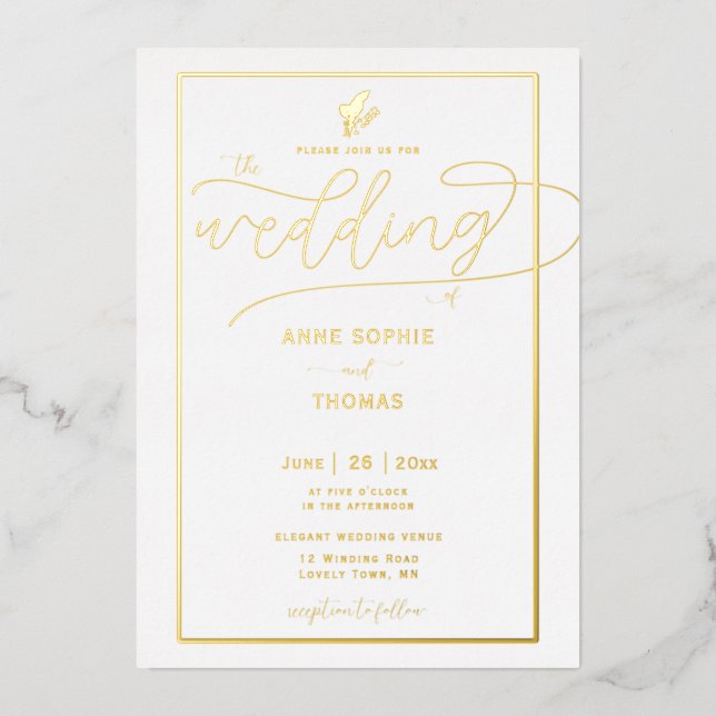 Classic Gold Spring Lily of Valley Floral Wedding (Front)