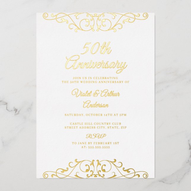 Classic Gold Swirl 50th Wedding Anniversary (Front)