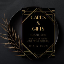 Classic Gold Vintage Cards and Gifts Wedding Sign