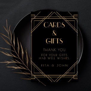 Classic Gold Vintage Cards and Gifts Wedding Sign