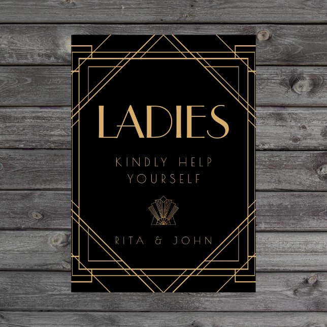 Classic Gold Vintage Ladies Bathroom Wedding Sign (Creator Uploaded)