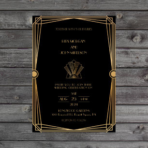 Classic Gold Vintage Script Wedding Invitation