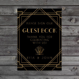 Classic Gold Vintage Sign Our Guestbook Sign