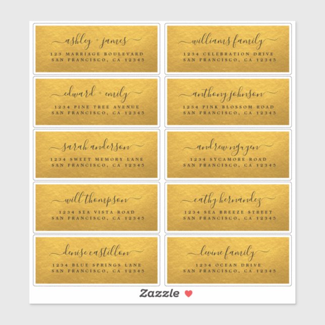 Classic Gold Wedding Guest Address Labels (Sheet)