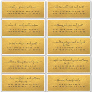 Classic Gold Wedding Guest Address Labels