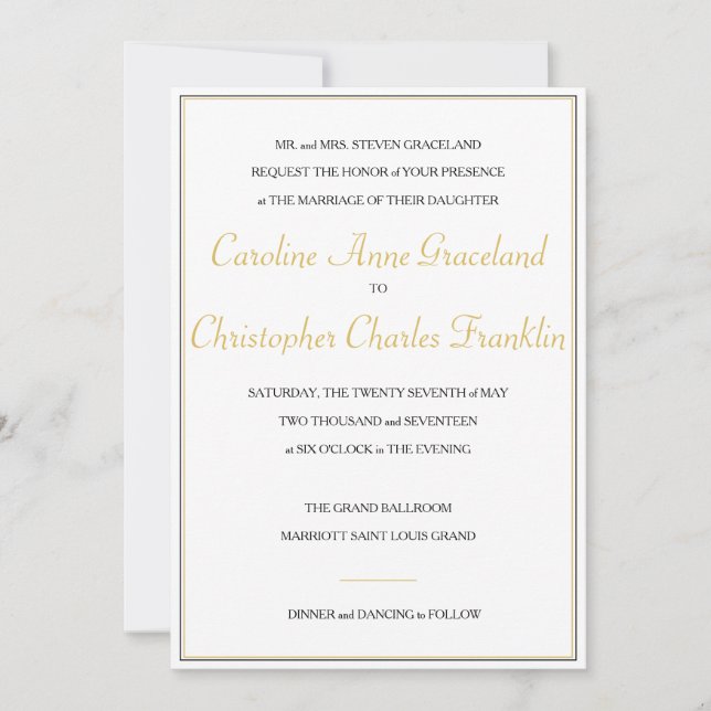 Classic Gold Wedding Invitation (Front)