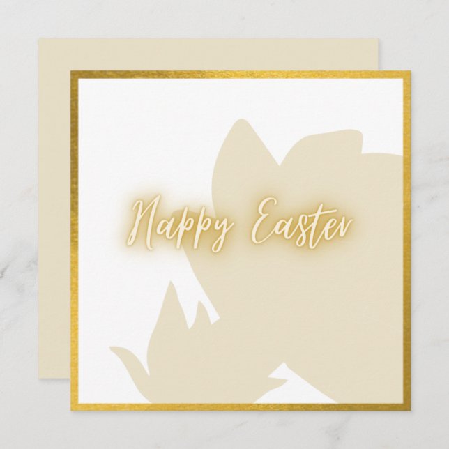 Classic Gold White Floral Easter Card (Front/Back)
