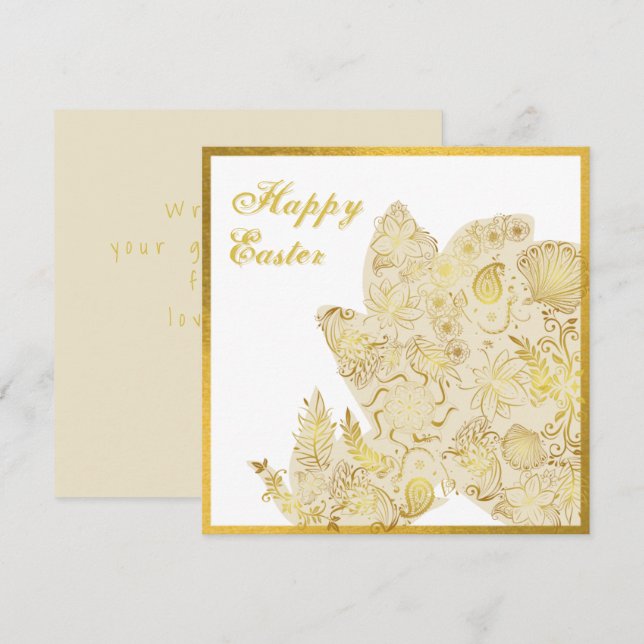 Classic Gold White Floral Easter Card (Front/Back)