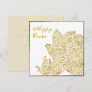 Classic Gold White Floral Easter Card