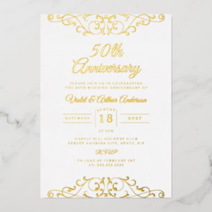 Classic Gold White Swirl 50th Wedding Anniversary