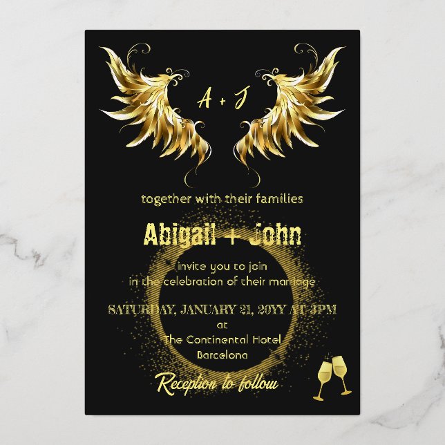 Classic Gold Wing Circle minimalist wedding (Front)