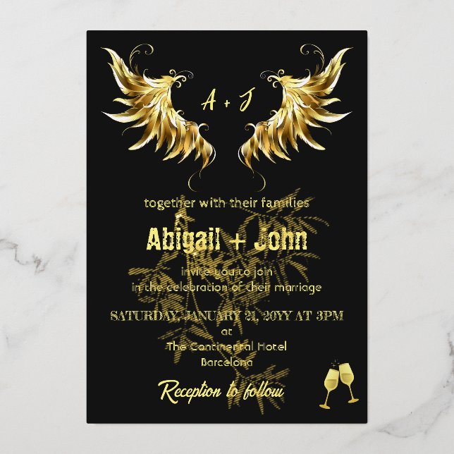 Classic Gold Wing leaf minimalist wedding (Front)