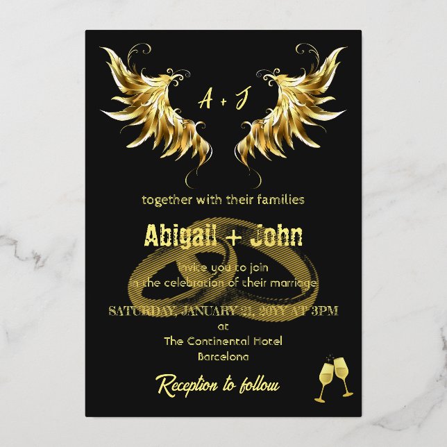 Classic Gold Wing Ring minimalist wedding (Front)