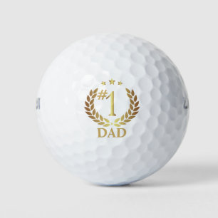 Classic Gold Wreath #1 Dad Fathers Day Gift Golf Balls