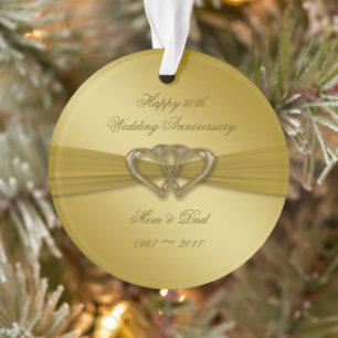 Classic Golden 50th Anniversary Acrylic Ornament