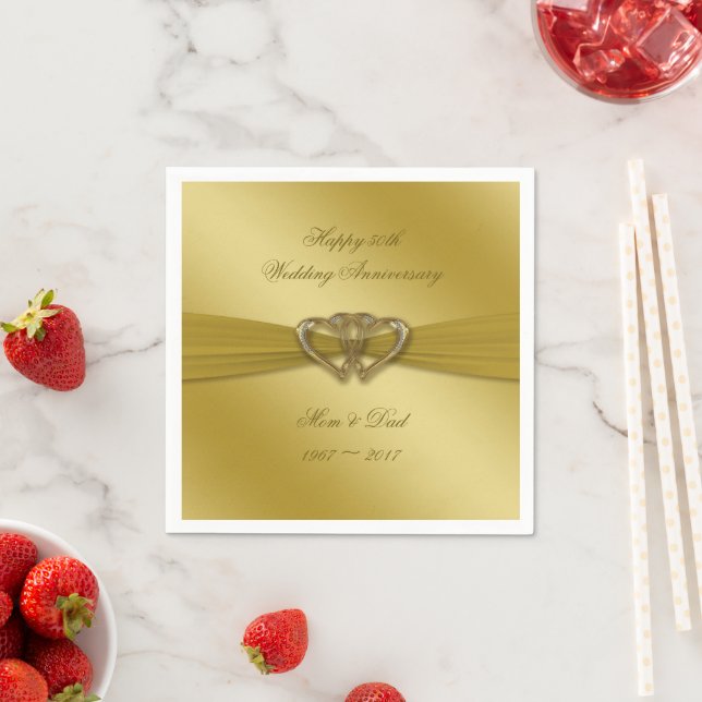 Classic Golden 50th Anniversary Paper Napkins (Insitu)