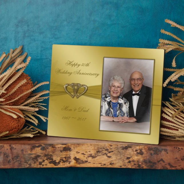Classic Golden 50th Anniversary Photo Plaque (Side)