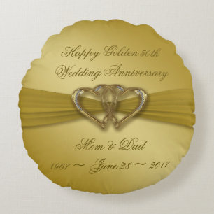 Classic Golden 50th Anniversary Round Cushion
