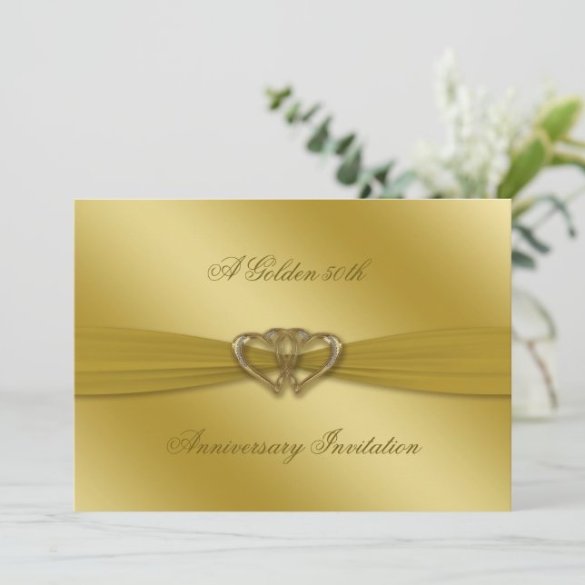 Classic Golden 50th Wedding Anniversary 5x7 Invite (Standing Front)