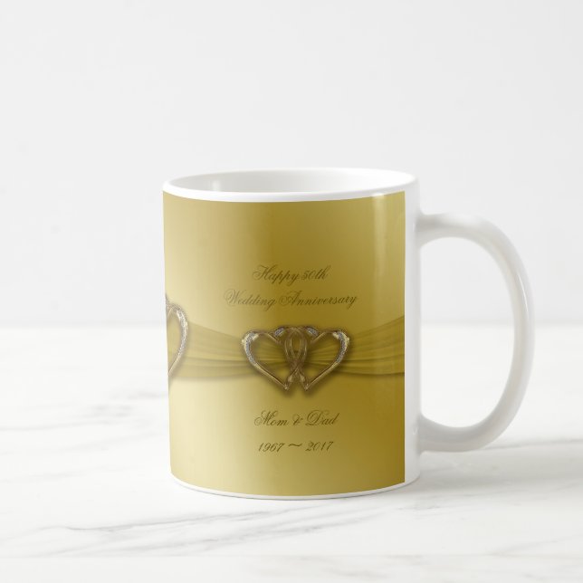Classic Golden 50th Wedding Anniversary Coffee Mug (Right)