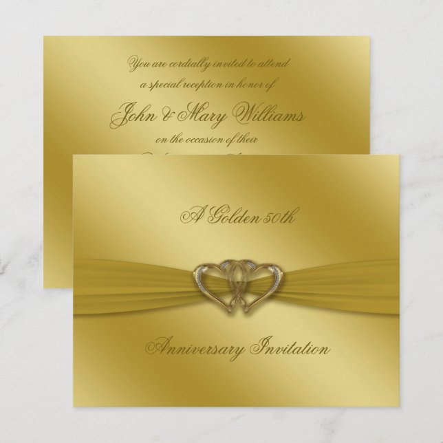 Classic Golden 50th Wedding Anniversary Invite (Front/Back)