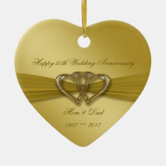 Classic Golden 50th Wedding Anniversary Ornament (Front)