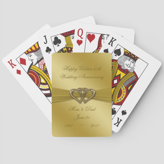 Classic Golden 50th Wedding Anniversary Playing Cards (Back)