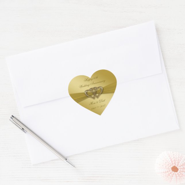 Classic Golden 50th Wedding Anniversary Stickers (Envelope)