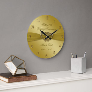 Classic Golden 50th Wedding Anniversary Wall Clock