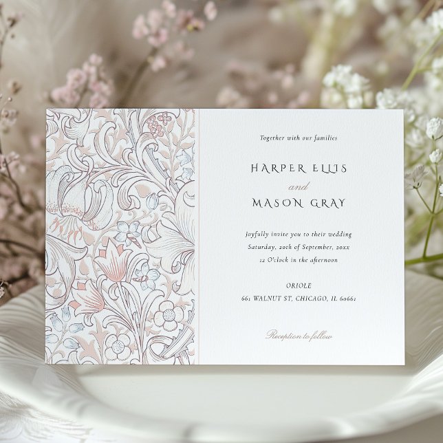 Classic Golden Lily Elegant Pastel Morris Wedding Invitation (Creator Uploaded)