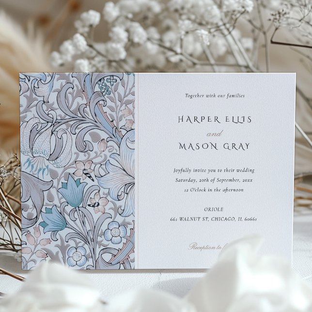 Classic Golden Lily Elegant Pastel Morris Wedding Invitation (Creator Uploaded)
