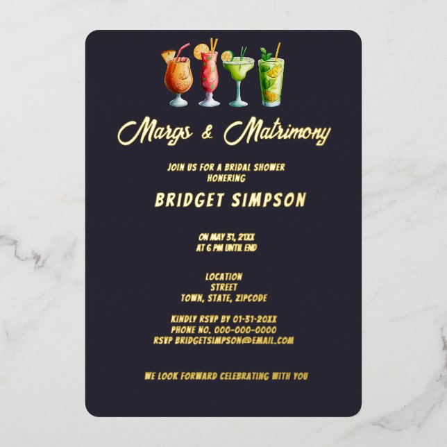 classic golden  margs and matrimony bridal shower (Front)