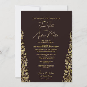 Classic Golden Maroon Wedding Invitation