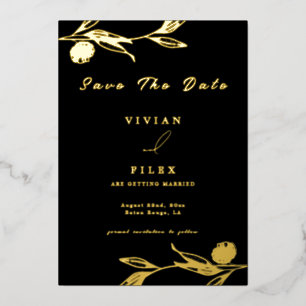 Classic Golden Mini floral Save The Date Card