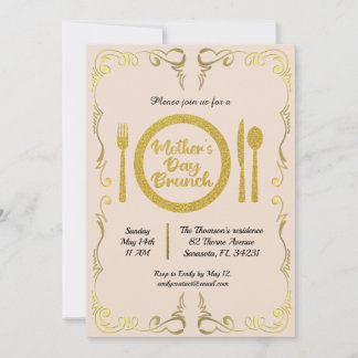 Classic Golden Mother's Day Brunch Invitation