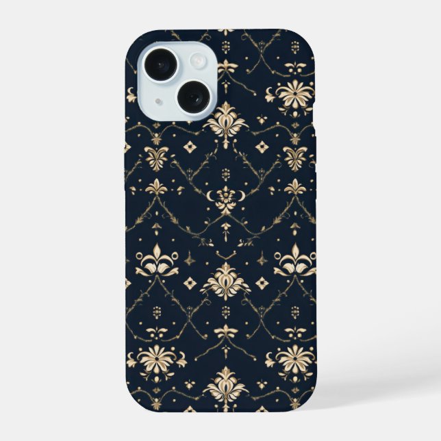 Classic Golden Pattern iPhone 15 Case (Back)