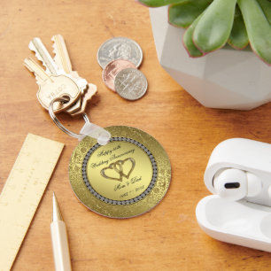 Classic Golden Wedding Anniversary Key Chain